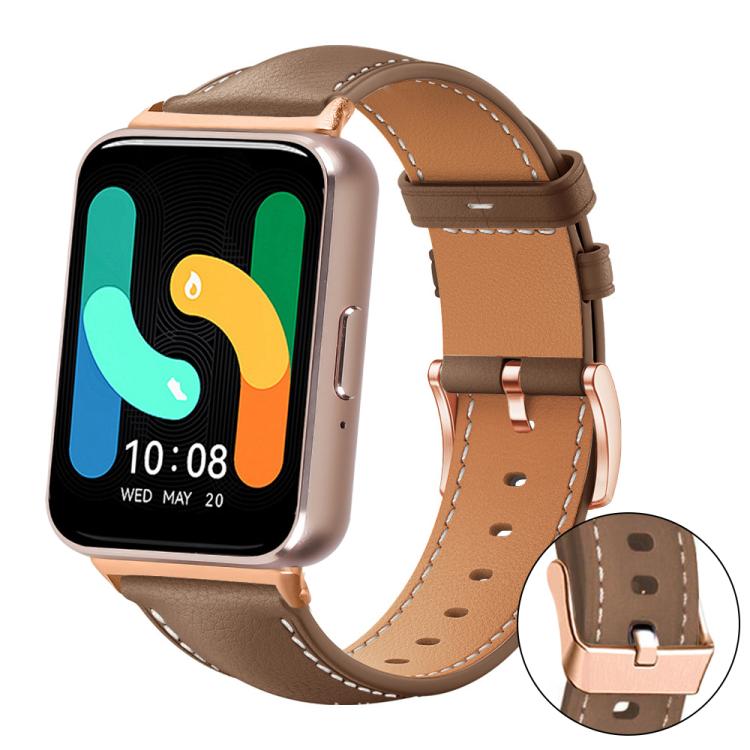 xDfind Rose Gold Buckle Black Shark Fine Grain Vegan Leather Watch Band, For Samsung Galaxy Watch7 / FE / 6 / 5 / 4, For Samsung Galaxy Fit3