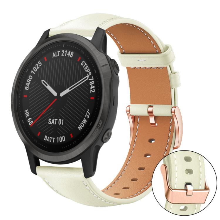 xDfind Rose Gold Buckle Black Shark Fine Grain Vegan Leather Watch Band, For Garmin Fenix 8/7/6/5 22mm, For Garmin Fenix 8/7S/6S/5S 20mm, For Garmin Forerunner 45 / 45S / Swim 2, For Garmin Forerunner 220/735/735XT/230/235, For Garmin Forerunner 35/30/35j