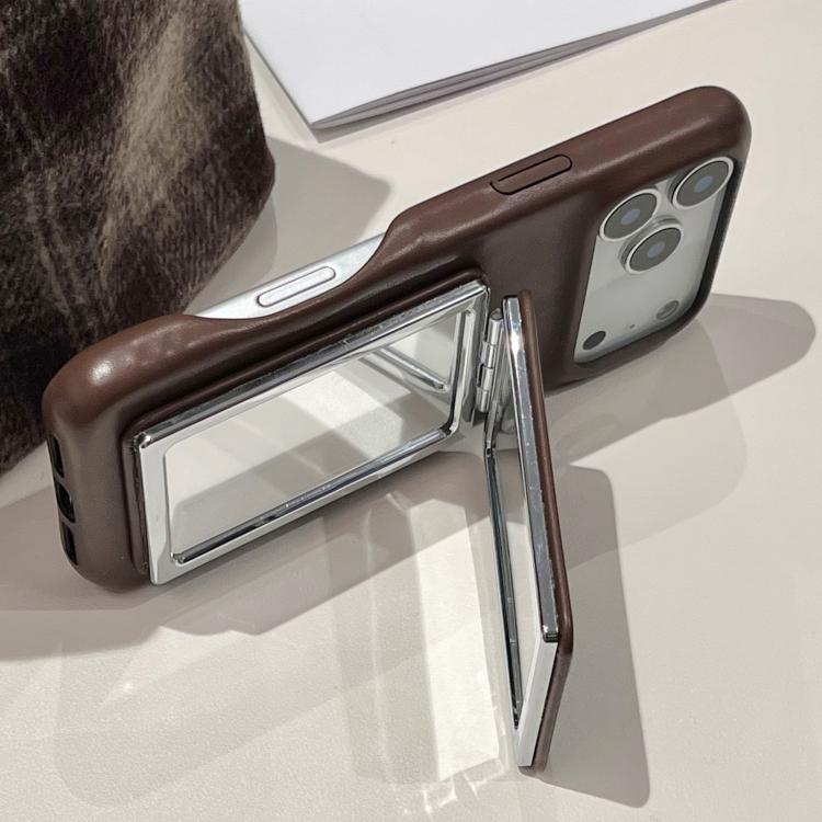 Lammlederstruktur-Spiegelhalter-stoßfeste Handyhülle, Für iPhone 17 Pro Max, Für iPhone 17 Pro