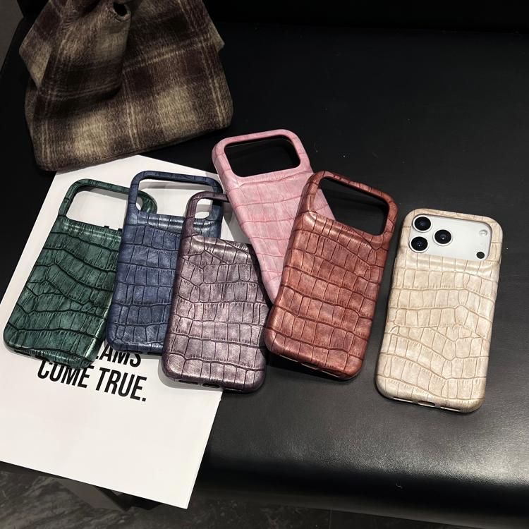 Stoßfeste Handyhülle aus veganem Leder mit Krokodil-Vintage-Textur, für iPhone 17 Pro Max, für iPhone 17 Pro