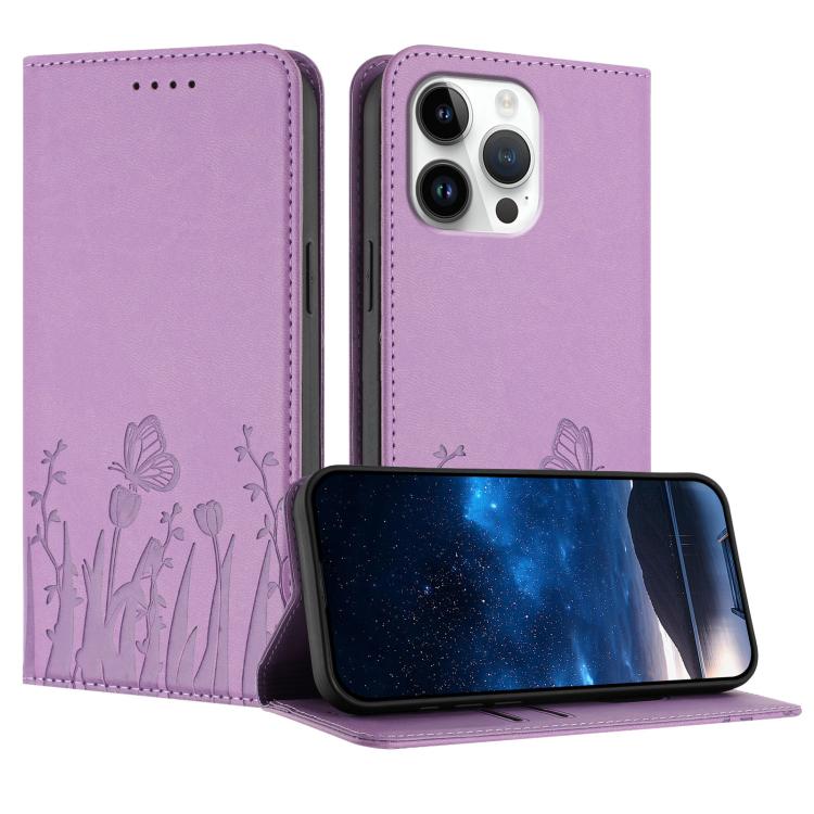 Tulips Butterfly Pattern Magnetic Vegan Leather Phone Case, For iPhone Air, For iPhone 16 Pro Max, For iPhone 16 Pro, For iPhone 16 Plus