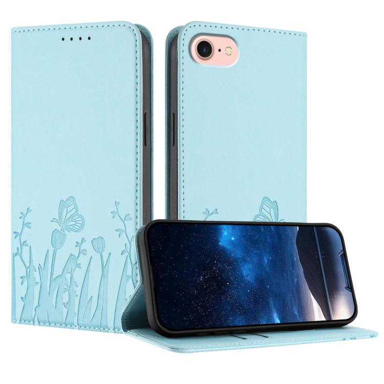 Tulpen Schmetterling Muster Magnetische Vegane Leder Handyhülle, Für iPhone 17e / 16e, Für iPhone 17 Pro Max, Für iPhone 17 Pro, Für iPhone 17