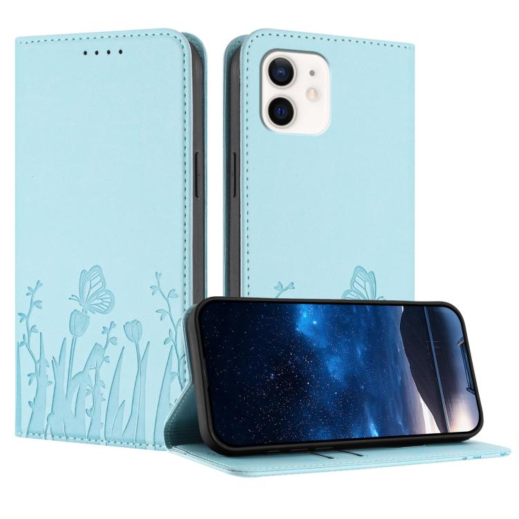 Tulips Butterfly Pattern Magnetic Vegan Leather Phone Case, For iPhone 12 mini, For iPhone 11 Pro Max, For iPhone 11, For iPhone 11 Pro