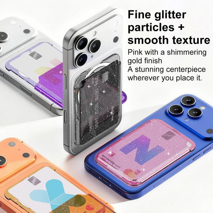 Glitter Clear Magnetic Phone Back Sticker Card Slots Bag
