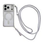 Strassstein Klare Acryl Galvanisierte Magnetische Handyhülle mit Rechtshänder-Umhängeband, Für iPhone 17 Pro Max, Für iPhone 17 Pro, Für iPhone 17, Für iPhone Air, Für iPhone 16 Pro Max, Für iPhone 16 Pro, Für iPhone 16 Plus, Für iPhone 16