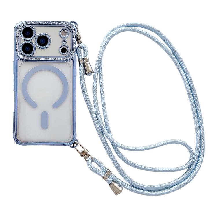 Strassstein Klare Acryl Galvanisierte Magnetische Handyhülle mit Rechtshänder-Umhängeband, Für iPhone 17 Pro Max, Für iPhone 17 Pro, Für iPhone 17, Für iPhone Air, Für iPhone 16 Pro Max, Für iPhone 16 Pro, Für iPhone 16 Plus, Für iPhone 16