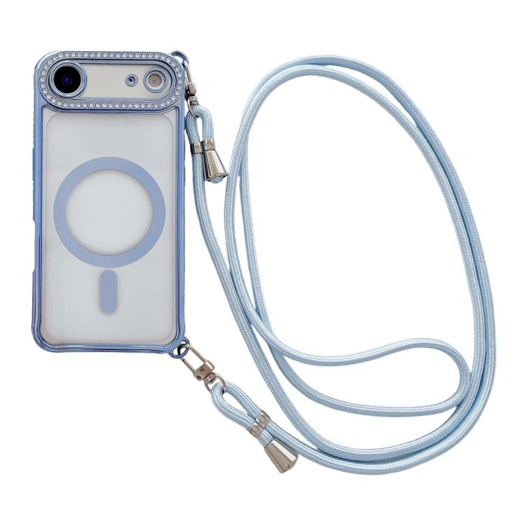 Strassstein Klare Acryl Galvanisierte Magnetische Handyhülle mit Rechtshänder-Umhängeband, Für iPhone 17 Pro Max, Für iPhone 17 Pro, Für iPhone 17, Für iPhone Air, Für iPhone 16 Pro Max, Für iPhone 16 Pro, Für iPhone 16 Plus, Für iPhone 16