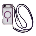 Strassstein Klare Acryl Galvanisierte Magnetische Handyhülle mit Rechtshänder-Umhängeband, Für iPhone 17 Pro Max, Für iPhone 17 Pro, Für iPhone 17, Für iPhone Air, Für iPhone 16 Pro Max, Für iPhone 16 Pro, Für iPhone 16 Plus, Für iPhone 16