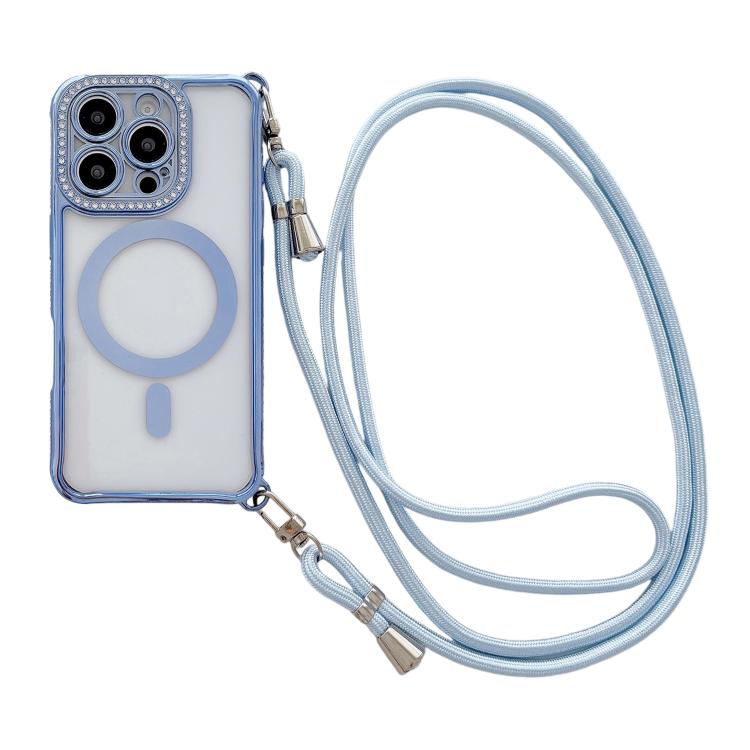 Strassstein Klare Acryl Galvanisierte Magnetische Handyhülle mit Rechtshänder-Umhängeband, Für iPhone 17 Pro Max, Für iPhone 17 Pro, Für iPhone 17, Für iPhone Air, Für iPhone 16 Pro Max, Für iPhone 16 Pro, Für iPhone 16 Plus, Für iPhone 16