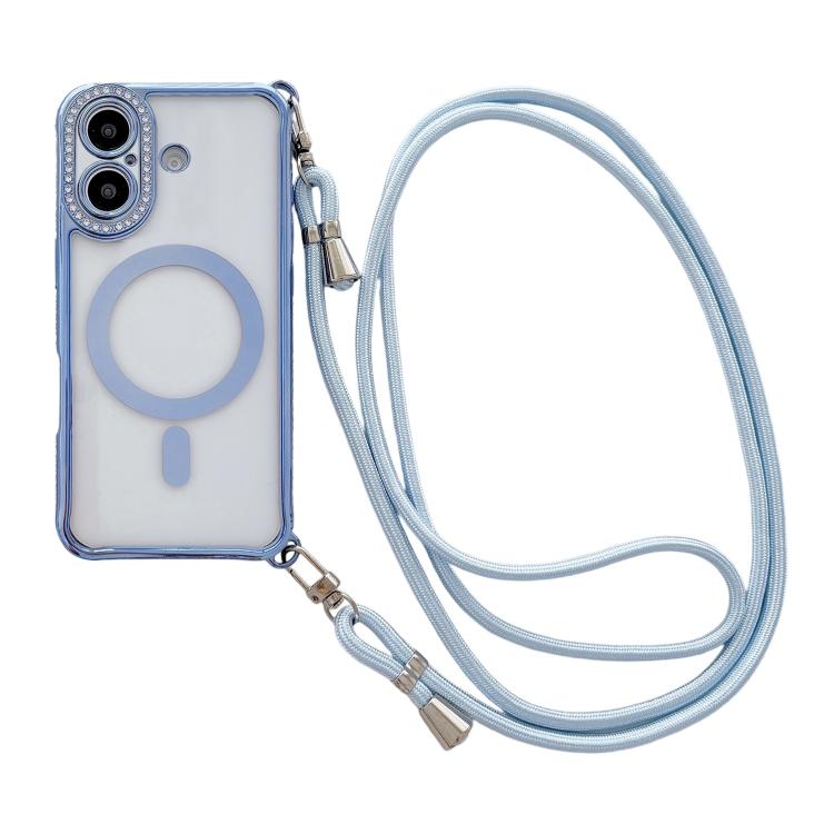 Strassstein Klare Acryl Galvanisierte Magnetische Handyhülle mit Rechtshänder-Umhängeband, Für iPhone 17 Pro Max, Für iPhone 17 Pro, Für iPhone 17, Für iPhone Air, Für iPhone 16 Pro Max, Für iPhone 16 Pro, Für iPhone 16 Plus, Für iPhone 16