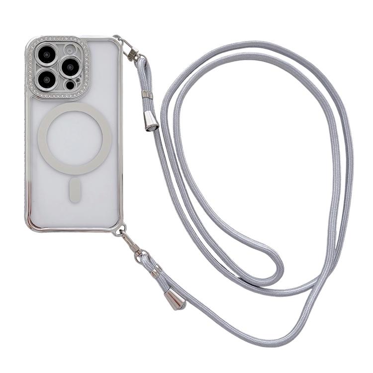 Strassstein Klare Acryl Galvanisierte Magnetische Handyhülle mit Rechtshänder-Umhängeband, Für iPhone 17 Pro Max, Für iPhone 17 Pro, Für iPhone 17, Für iPhone Air, Für iPhone 16 Pro Max, Für iPhone 16 Pro, Für iPhone 16 Plus, Für iPhone 16