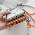Strassstein Klare Acryl Galvanisierte Magnetische Handyhülle mit Rechtshänder-Umhängeband, Für iPhone 17 Pro Max, Für iPhone 17 Pro, Für iPhone 17, Für iPhone Air, Für iPhone 16 Pro Max, Für iPhone 16 Pro, Für iPhone 16 Plus, Für iPhone 16