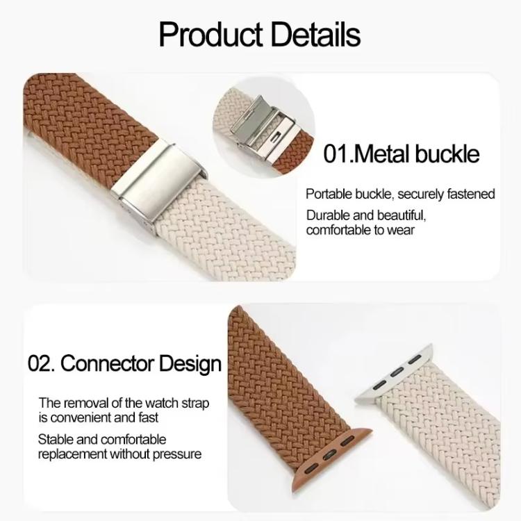 xDfind Buckle-fastening Stitching Braided Nylon Watch Band, For Apple Watch 42 / 44 / 45 / 46 / 49mm, For Apple Watch 38 / 40 / 41 / S10 42mm