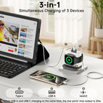 XL-16 3 in 1 20W USB + Type-C Multifunktionsladegerät für Apple Watch mit kabelloser Ladefunktion, Stecker: US-Stecker