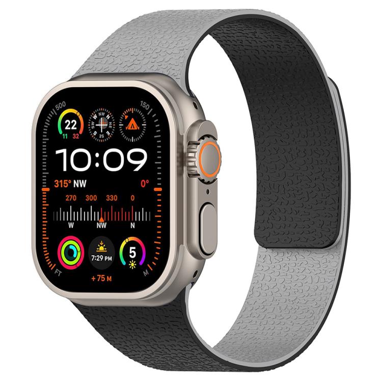 xDfind Color-blocking Litchi Texture Magnetic Silicone Watch Band, For Apple Watch 42 / 44 / 45 / 46 / 49mm, For Apple Watch 38 / 40 / 41 / S11 42mm