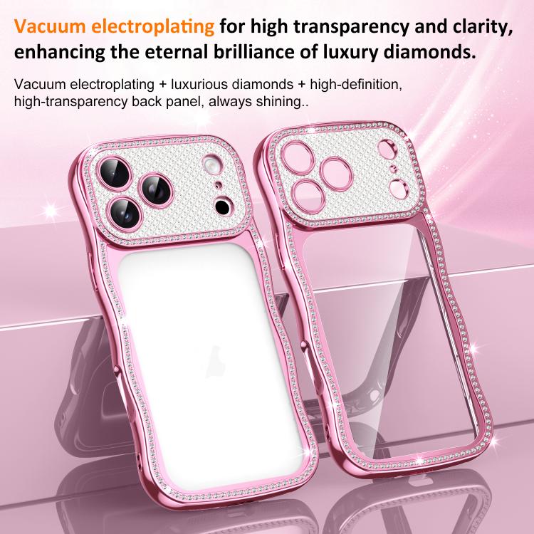 Wave Twisting Star Diamond Shockproof Electroplate TPU Phone Case, For iPhone 17 Pro Max, For iPhone 17 Pro, For iPhone 17, For iPhone 16 Pro Max, For iPhone 16 Pro, For iPhone 16