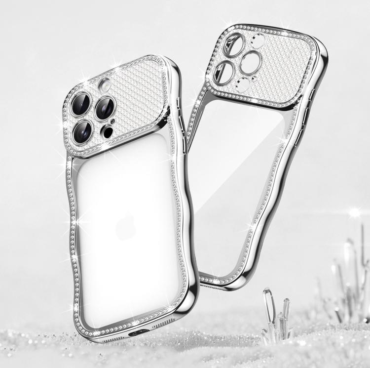 Wave Twisting Star Diamond Shockproof Electroplate TPU Phone Case, For iPhone 17 Pro Max, For iPhone 17 Pro, For iPhone 17, For iPhone 16 Pro Max, For iPhone 16 Pro, For iPhone 16