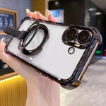 Crystal Shield Ring Holde TPU + Acrylic Magnetic Phone Case, For iPhone 16 Plus, For iPhone 16, For iPhone 15 Pro Max, For iPhone 15 Pro, For iPhone 15 Plus, For iPhone 15