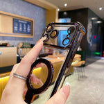 Crystal Shield Ring Holde TPU + Acrylic Magnetic Phone Case, For iPhone 16 Plus, For iPhone 16, For iPhone 15 Pro Max, For iPhone 15 Pro, For iPhone 15 Plus, For iPhone 15
