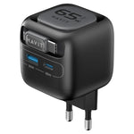 Havit UC253 65W 3-in-1 GaN Reise-Ladegerät mit einziehbarem USB-C Kabel, UC253 (EU Stecker)