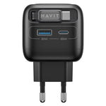 Havit UC253 65W 3-in-1 GaN Reise-Ladegerät mit einziehbarem USB-C Kabel, UC253 (EU Stecker)