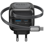 Havit UC253 65W 3-in-1 GaN Reise-Ladegerät mit einziehbarem USB-C Kabel, UC253 (EU Stecker)