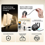 Havit UC253 65W 3-in-1 GaN Reise-Ladegerät mit einziehbarem USB-C Kabel, UC253 (EU Stecker)