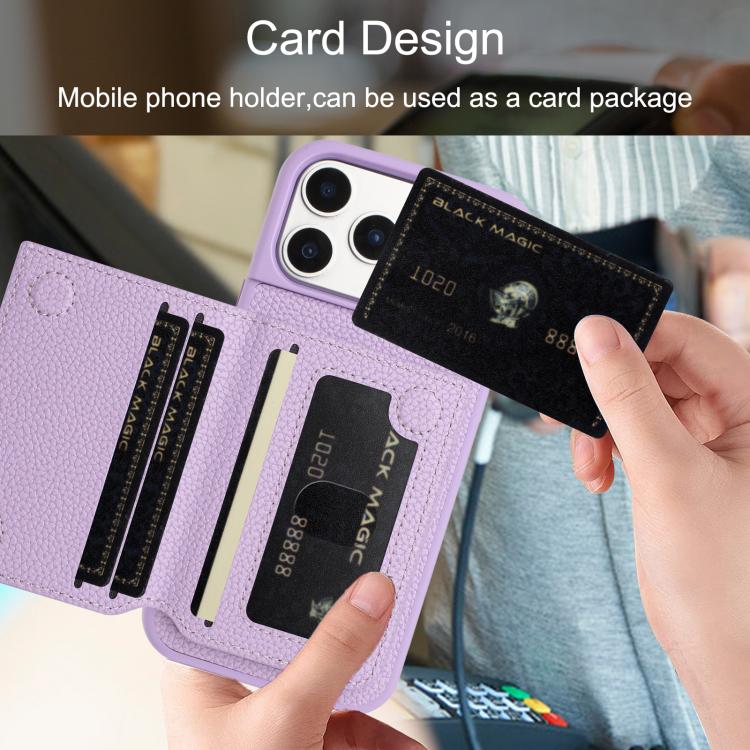 Litschi-Muster Magnetische Kartenhalter-Handyhülle, Für iPhone 17 Pro Max, Für iPhone 17 Pro