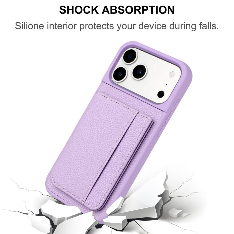 Litschi-Muster Magnetische Kartenhalter-Handyhülle, Für iPhone 17 Pro Max, Für iPhone 17 Pro