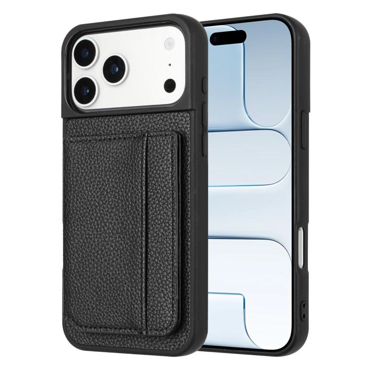 Litchi Pattern Magnetic Card Bag Holder Phone Case, For iPhone 17 Pro Max, For iPhone 17 Pro