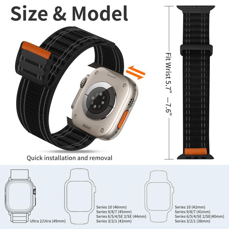 xDfind Nylon-Schlaufe Gewebtes Klettverschluss-Uhrenarmband, Für Apple Watch 42 / 44 / 45 / 46 / 49mm, Für Apple Watch 38 / 40 / 41 / S11 42mm