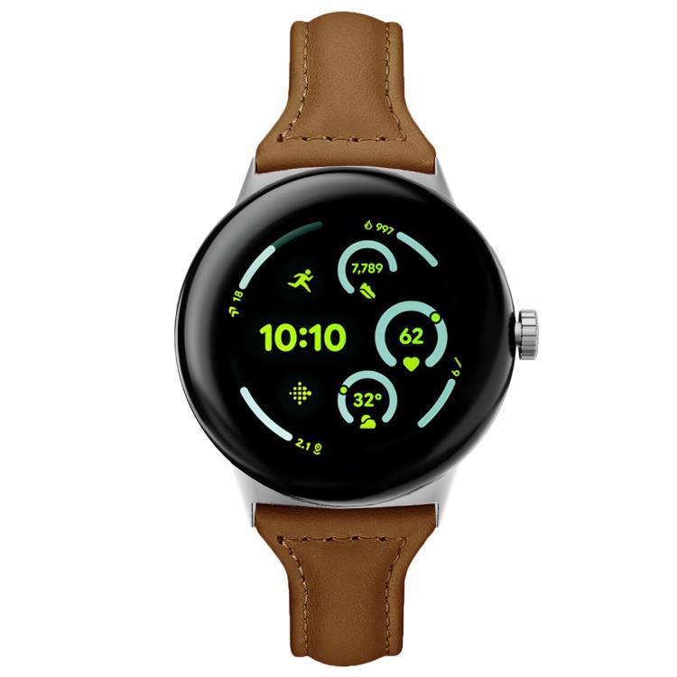 xDfind Slim Genuine Leather Watch Band, For Google Pixel Watch 4 / 3 45mm, For Google Pixel Watch 4 / 3 / 2 / 1 41mm