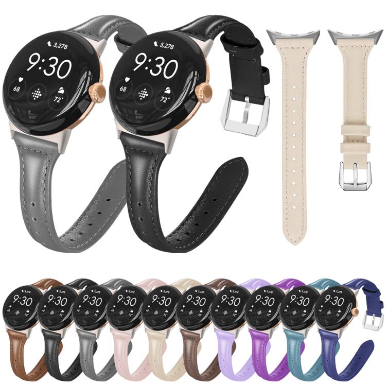 xDfind Slim Genuine Leather Watch Band, For Google Pixel Watch 4 / 3 45mm, For Google Pixel Watch 4 / 3 / 2 / 1 41mm