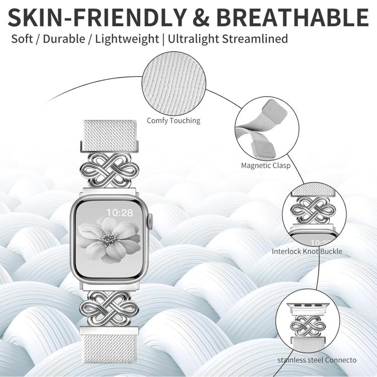 xDfind Chinesischer Knoten Nylon Geflochten Magnetische Schnalle Uhrenarmband, Für Apple Watch 42 / 44 / 45 / 46 / 49mm, Für Apple Watch 38 / 40 / 41 / S11 42mm
