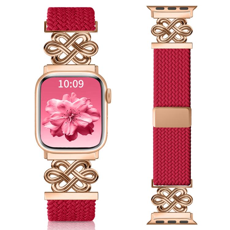 xDfind Chinesischer Knoten Nylon Regenbogen Geflochten Magnetische Schnalle Uhrenarmband, Für Apple Watch 42 / 44 / 45 / 46 / 49mm, Für Apple Watch 38 / 40 / 41 / S11 42mm