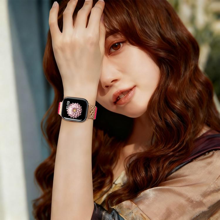 xDfind Chinesischer Knoten Nylon Regenbogen Geflochten Magnetische Schnalle Uhrenarmband, Für Apple Watch 42 / 44 / 45 / 46 / 49mm, Für Apple Watch 38 / 40 / 41 / S11 42mm