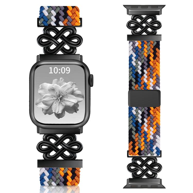 xDfind Chinesischer Knoten Nylon Regenbogen Geflochten Magnetische Schnalle Uhrenarmband, Für Apple Watch 42 / 44 / 45 / 46 / 49mm, Für Apple Watch 38 / 40 / 41 / S11 42mm