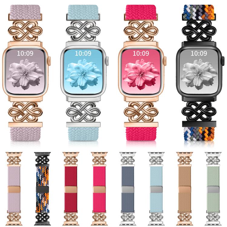 xDfind Chinesischer Knoten Nylon Regenbogen Geflochten Magnetische Schnalle Uhrenarmband, Für Apple Watch 42 / 44 / 45 / 46 / 49mm, Für Apple Watch 38 / 40 / 41 / S11 42mm