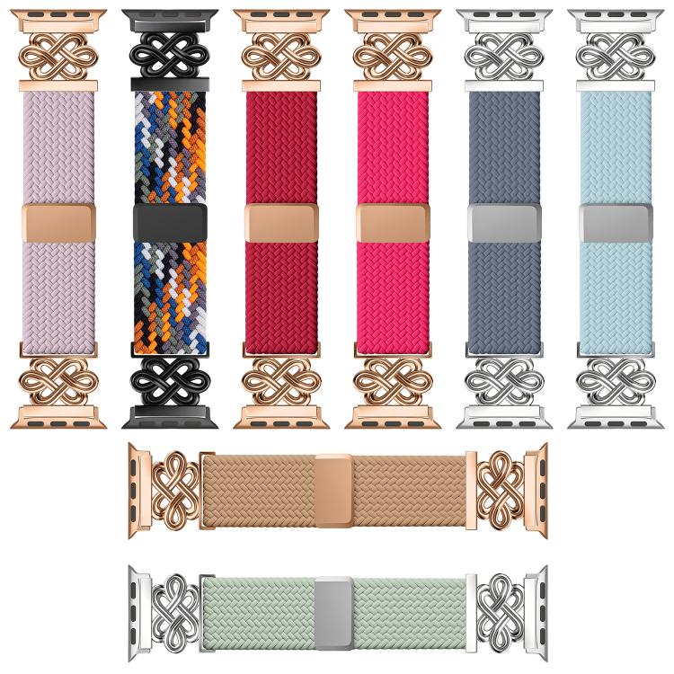 xDfind Chinesischer Knoten Nylon Regenbogen Geflochten Magnetische Schnalle Uhrenarmband, Für Apple Watch 42 / 44 / 45 / 46 / 49mm, Für Apple Watch 38 / 40 / 41 / S11 42mm