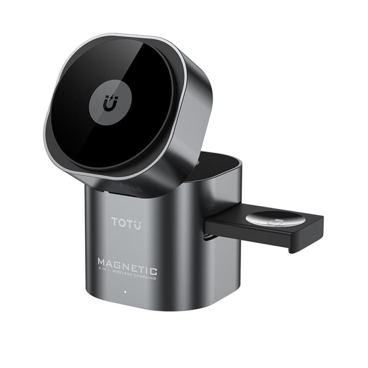 TOTU CW-10-W Kabellose Ladestation 3 in 1 Drehbare magnetische Ladestation für Telefon, Ohrhörer, Uhr, CW-10-W