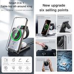 TOTU CW-4-W Kabellose Ladestation 3 in 1 Magnetischer faltbarer Lade-Ständer für Telefon, Uhr, Ohrhörer, CW-4-W