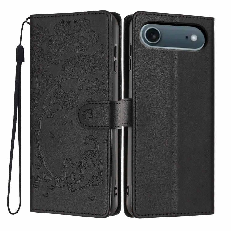 Tree Cat Embossed Flip Vegan Leather Phone Case, For iPhone Air, For iPhone 16 Pro Max, For iPhone 16 Pro, For iPhone 16 Plus, For iPhone 16, For iPhone 15 Pro Max