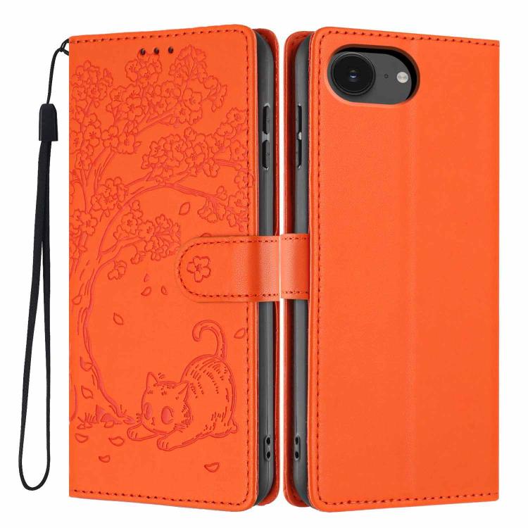 Baumkatze Geprägte Klapp-Veganleder-Handyhülle, Für iPhone 17e / 16e, Für iPhone 17 Pro Max, Für iPhone 17 Pro, Für iPhone 17, Für iPhone Air, Für iPhone 16 Pro Max