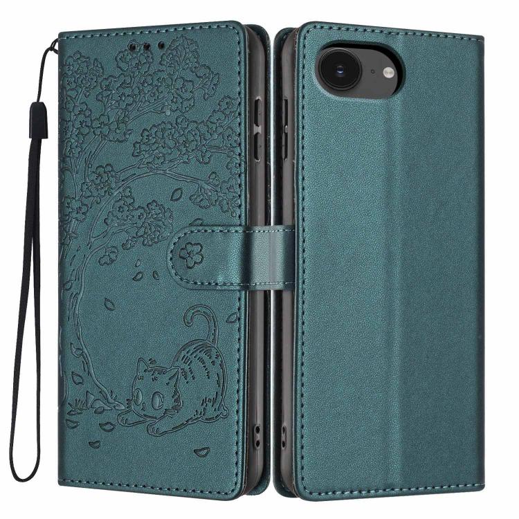 Tree Cat Embossed Flip Vegan Leather Phone Case, For iPhone 17e / 16e, For iPhone 17 Pro Max, For iPhone 17 Pro, For iPhone 17, For iPhone Air, For iPhone 16 Pro Max
