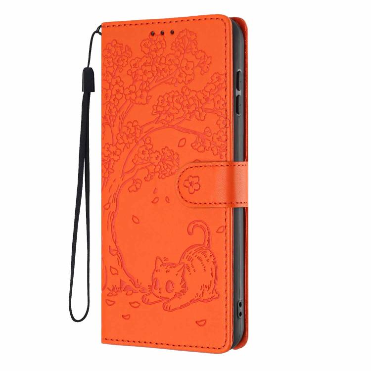 Tree Cat Embossed Flip Vegan Leather Phone Case, For iPhone 16 Pro, For iPhone 16 Plus, For iPhone 16, For iPhone 15 Pro Max, For iPhone 15 Pro, For iPhone 15 Plus