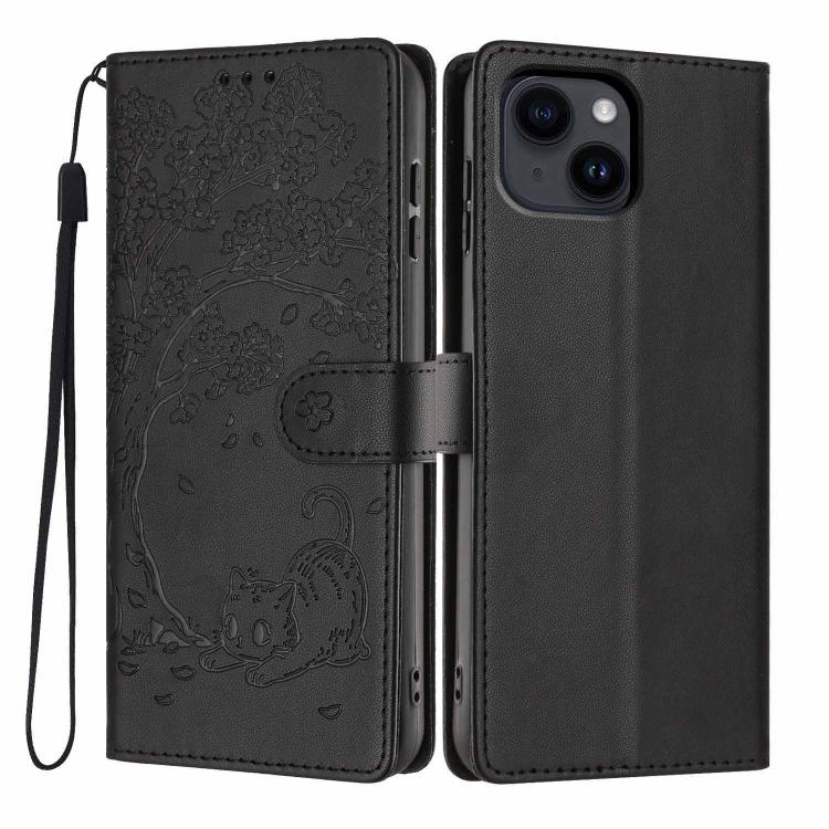Tree Cat Embossed Flip Vegan Leather Phone Case, For iPhone 15, For iPhone 14 Plus, For iPhone 14, For iPhone 14 Pro, For iPhone 14 Pro Max, For iPhone 13 Pro Max