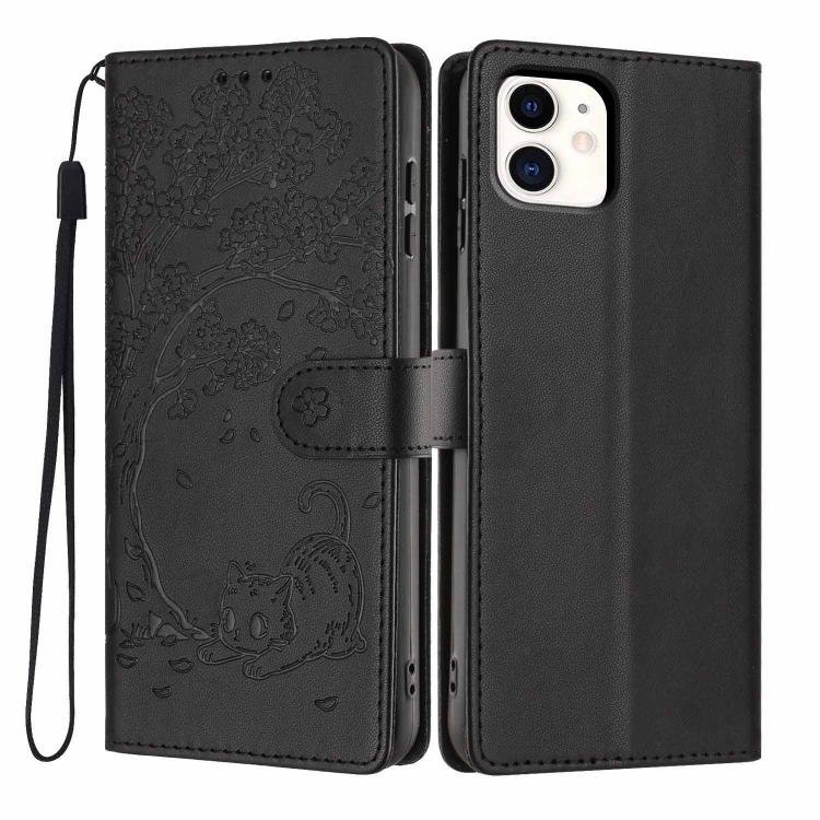 Tree Cat Embossed Flip Vegan Leather Phone Case, For iPhone 11 Pro Max, For iPhone 11, For iPhone 11 Pro