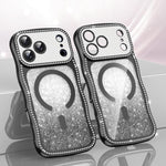 Wavy Frame Star Diamond Electroplate TPU Glitter Magnetic Phone Case, For iPhone 17 Pro Max, For iPhone 17 Pro, For iPhone 17, For iPhone 16 Pro Max, For iPhone 16 Pro, For iPhone 16