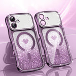 Wavy Frame Star Diamond Electroplate TPU Glitter Heart Magnetic Phone Case, For iPhone 17 Pro Max, For iPhone 17 Pro, For iPhone 17, For iPhone 16 Pro Max, For iPhone 16 Pro, For iPhone 16
