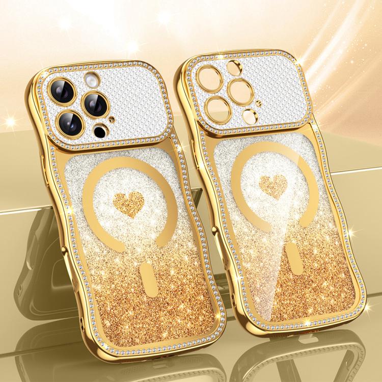 Wavy Frame Star Diamond Electroplate TPU Glitter Heart Magnetic Phone Case, For iPhone 17 Pro Max, For iPhone 17 Pro, For iPhone 17, For iPhone 16 Pro Max, For iPhone 16 Pro, For iPhone 16